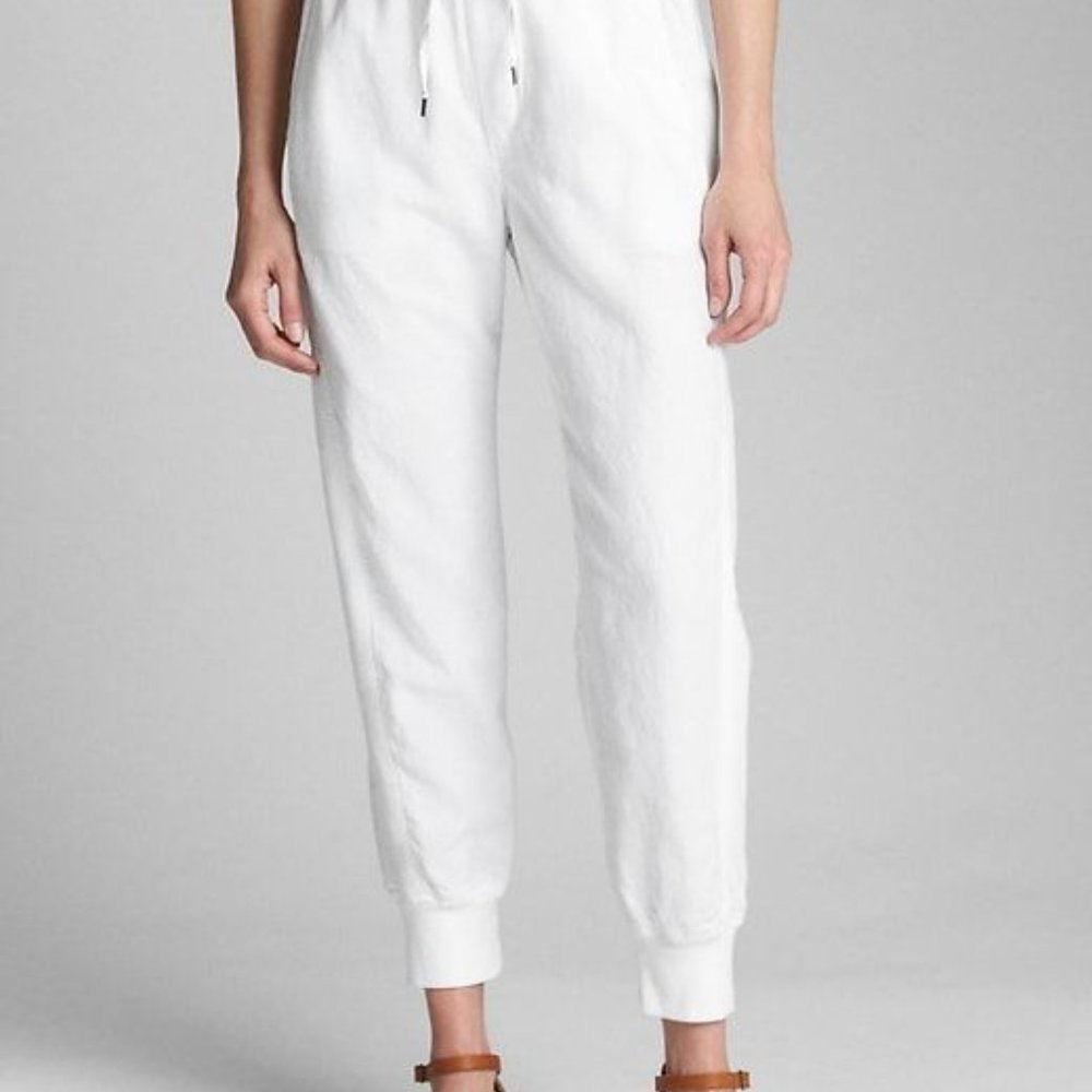 Gap Optic White Drawstring Linen Jogger Pants M